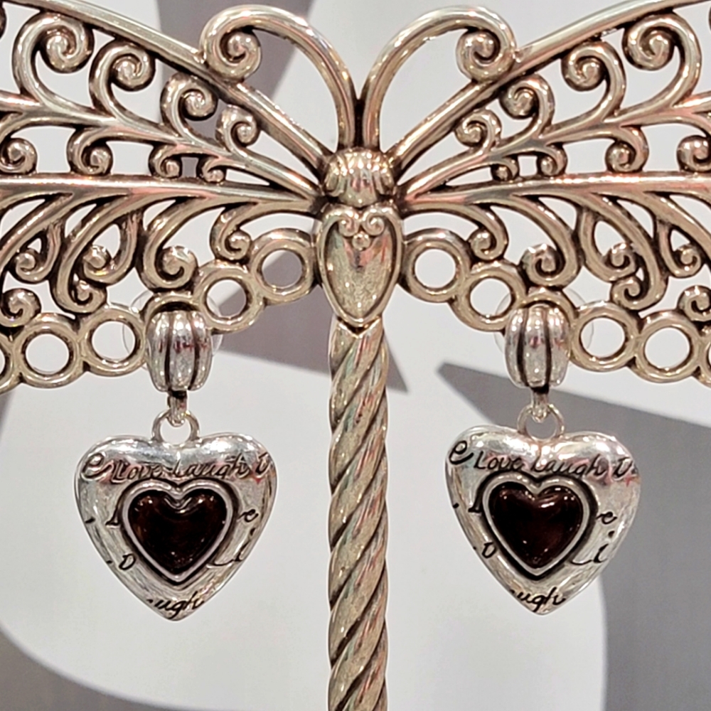 RETIRED BRIGHTON LOVE LAUGH HEART POST DANGLING EARRINGS
